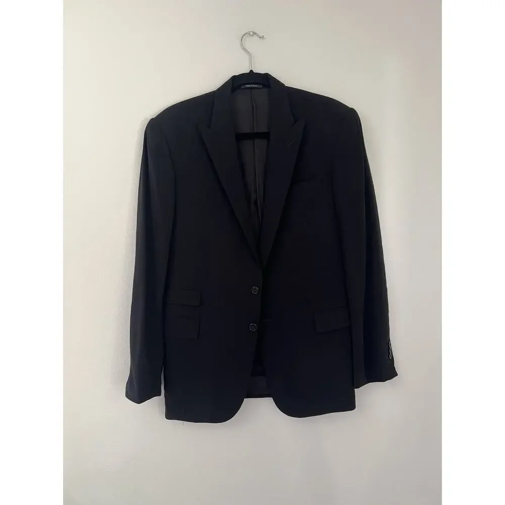 Ralph Lauren Black Label 100% Wool Black Blazer 40R 2 Button Austin Sports Coat